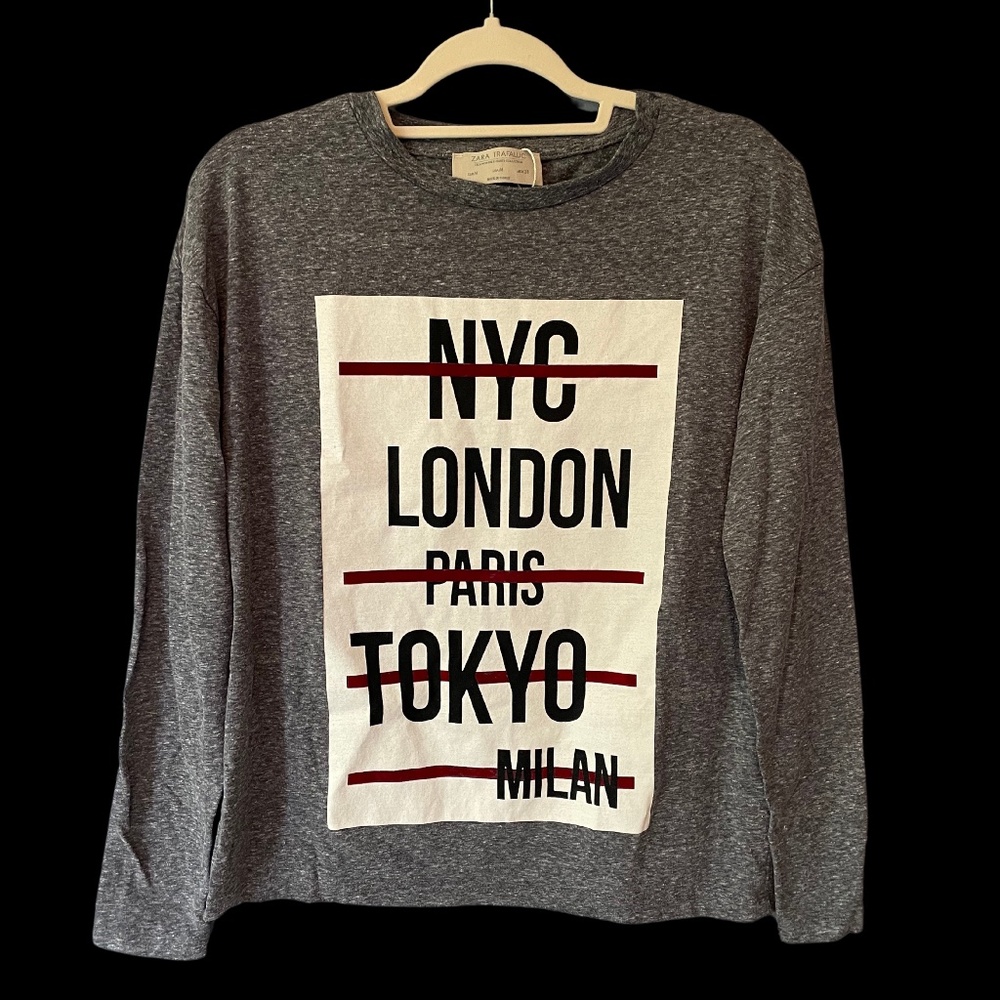ZARA Grey long sleeve T Sz M worn once